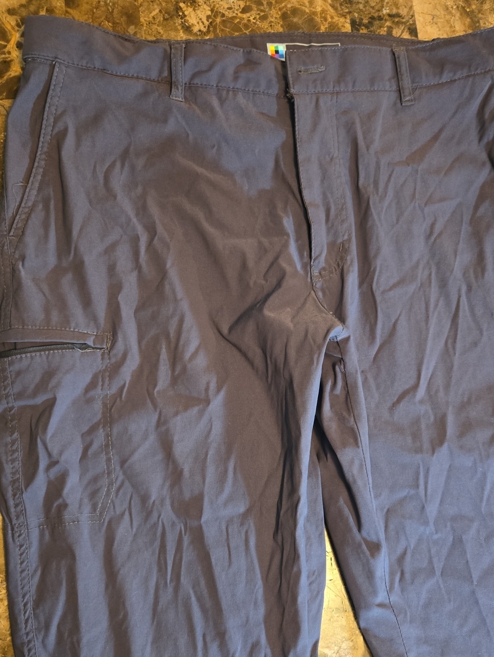 UB Tech Mens Hiking Pants Size 40x 30 Blue Nylon Stretch Outdoors Zip Pocket